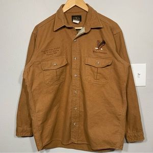 Vintage‎ Melton Deerskin Brown Chamois Flannel Shirt Hunting USA Made Large